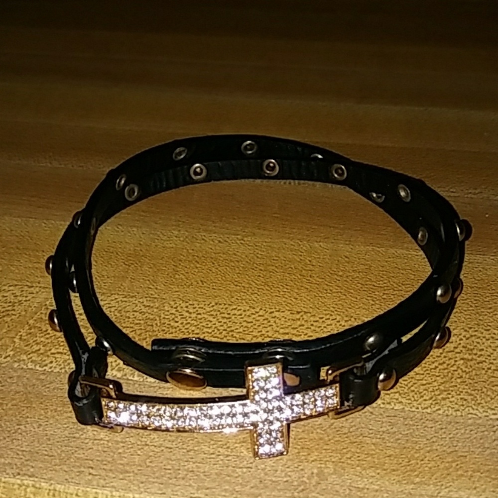 Diamond Cross Wrap Around Bracelet